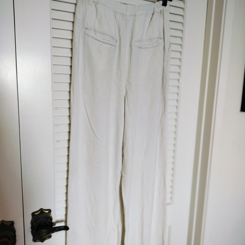 Free People Women's Linen Viscose Pleated Wide Leg Pants Pockets Size Small - Picture 8 of 11
